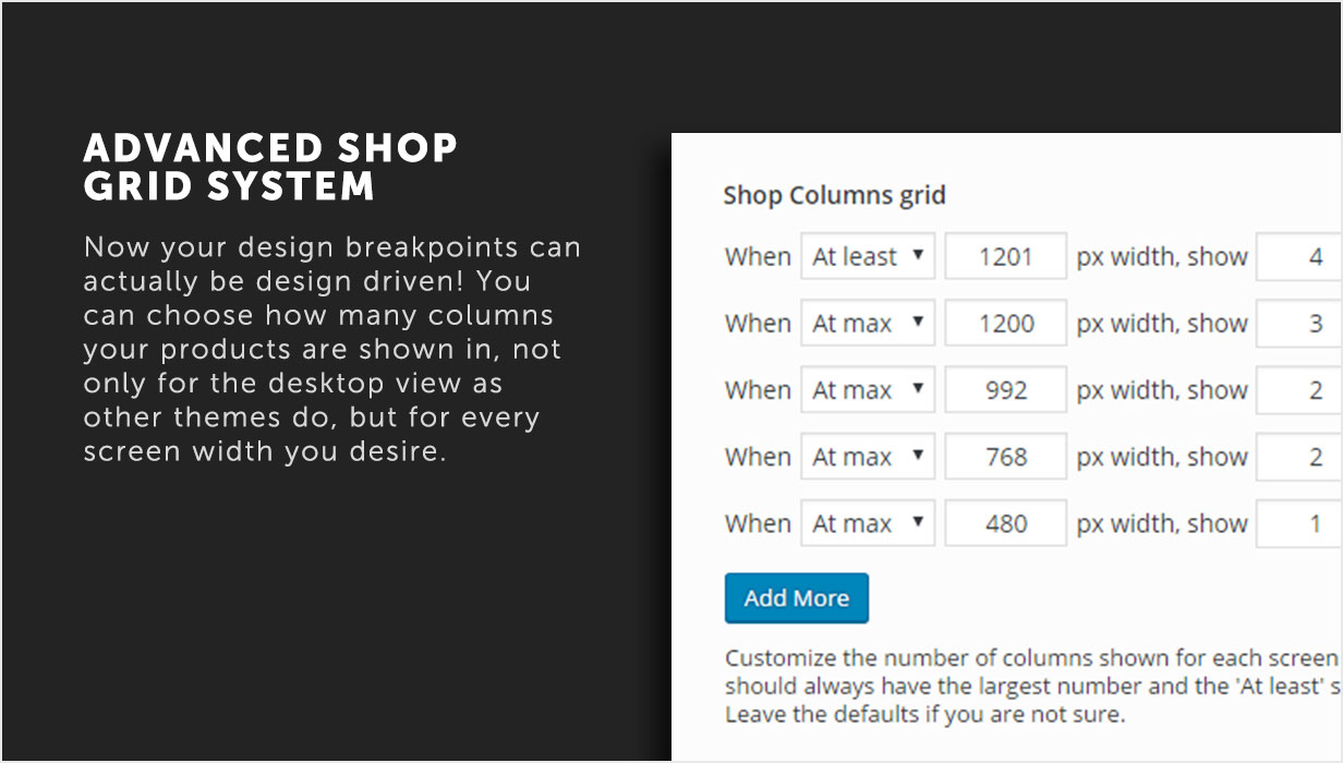 Advanced responsive shop grid options