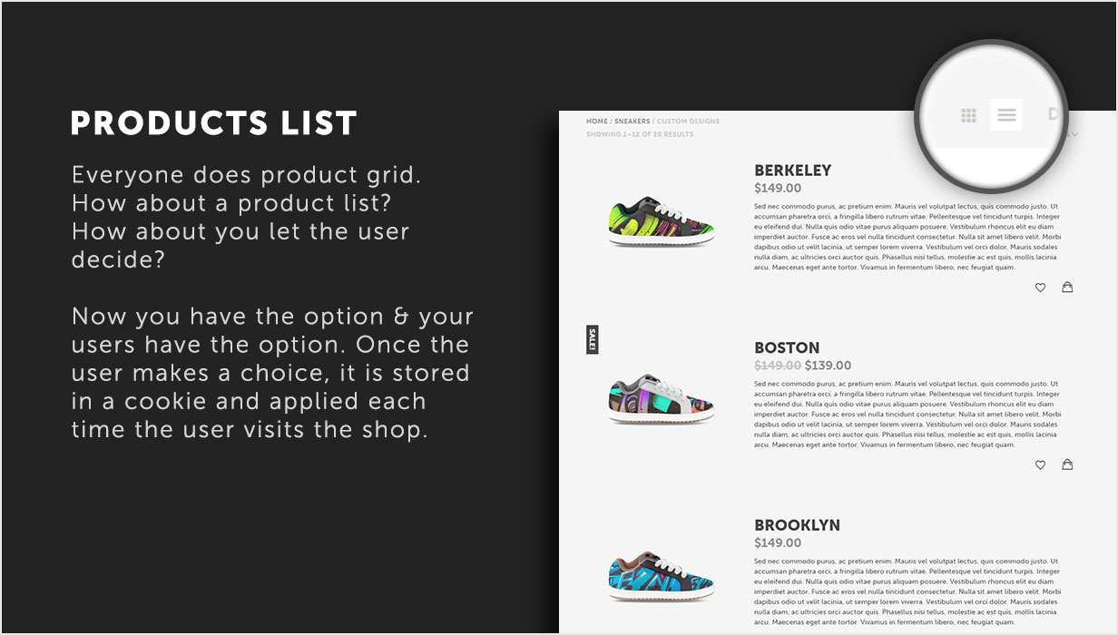 Products list as an alternative view